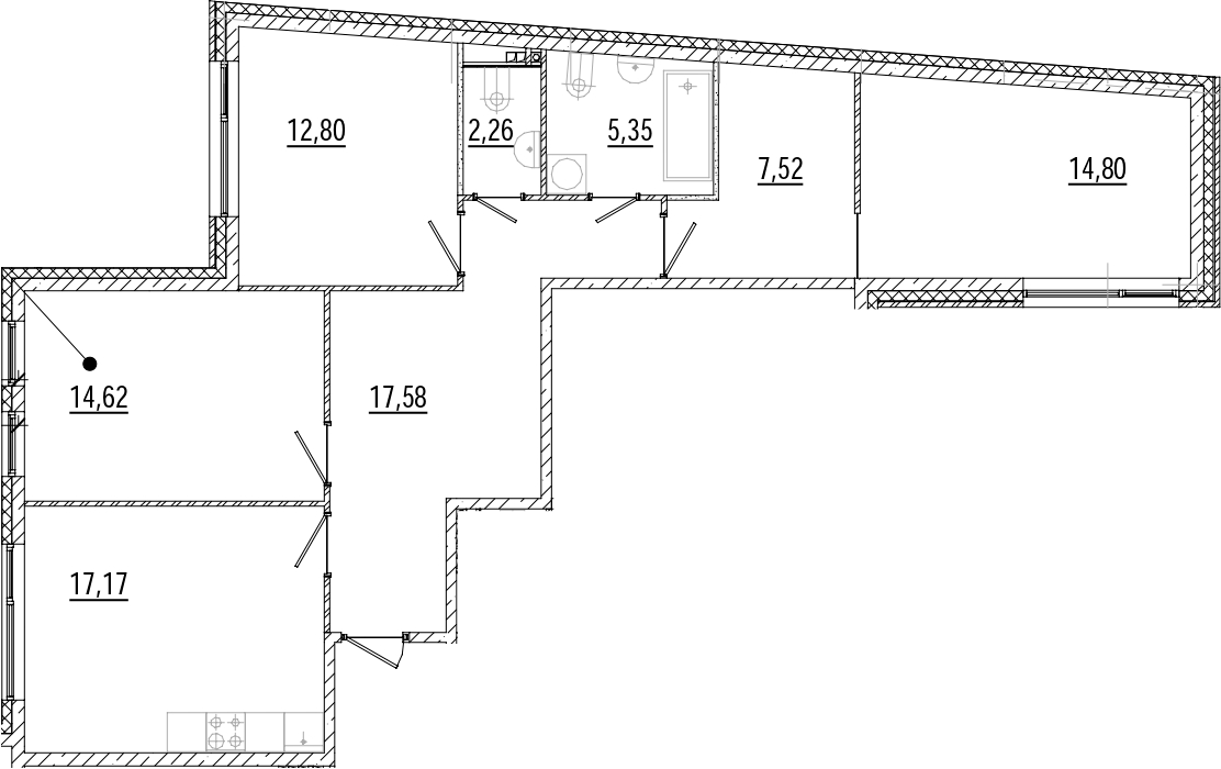 3-комнатная квартира 92.1 м², 3/9 эт., ЖК «Мануфактура James Beck»